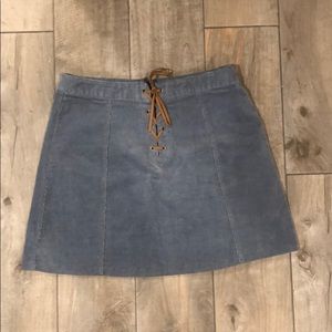 Lace Up Suede Mini Skirt